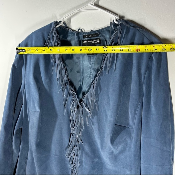 NortonMcnaughton Blue Women's Open Front Blazer Light Jacket Fringe 18W - Picture 7 of 7